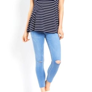 MOTHERHOOD INDIGO BLUE BELLY STRETCH ANKLE MATERNITY JEGGINGS (Sz 2XL)